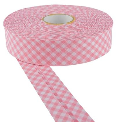 Discount Fabrics LTD Schrägband, 30 mm breit, Baumwolle, 5 m und 25 m, Weiß, doppelt gefaltet, Einfassung zum Nähen, Wimpelketten, Handwerk, Polstern, Paspelierung und Kleidungsstücke, Rosa, 5 m