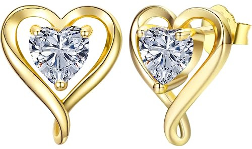 LAVUMO Herz Ohrringe Silber 925/Messing Rosegold Gold Damen Ohrstecker | Geschenke für Frauen Freundin Mama Beste Freundin Mutter Oma zum Geburtstag Valentinstag Weihnachten Schmuck Damen