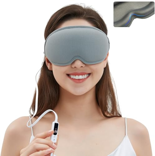 WellSync Heated Eye Mask for Dry Eyes - Warm Compress for Chalazion Blepharitis Stye w Smart Temperature & Timer Control - 3D Eye Mask for Sleeping, Relief Eye Strain, Migraine, Puffy