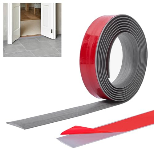 Lifuncren 2m PVC Floor Transition Strip, Self Adhesive Door Threshold Strip, Laminate Floor Cover Strips, Carpet Door Divider Strip, Flat Laminate Flooring Edge Trim Strip (4cm,Grey Wood Grain)