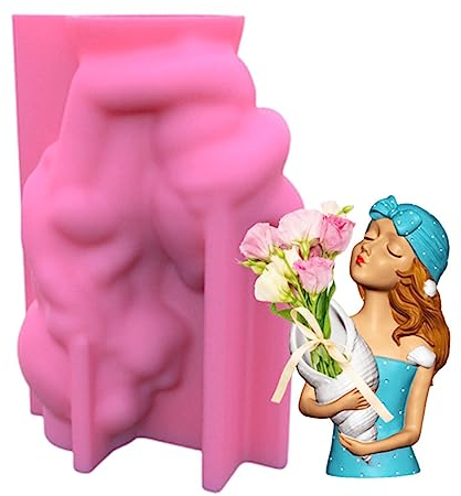 Moldes geométricos de silicona de yeso para niña, molde de caja de almacenamiento para hacer suculentas, macetas, macetas, soporte para plantas, concha, niña, jarrón, moldes de silicona