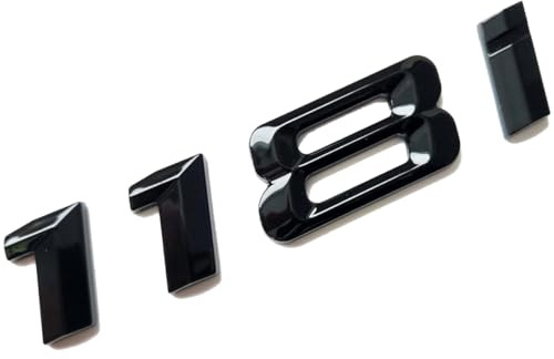 MCK Auto - 118i schwarz glänzend Heckklappe Logo hinten Emblem Tuning Modifikation für 1er Serie F20 F21 F40 E81 E82 E87 E88