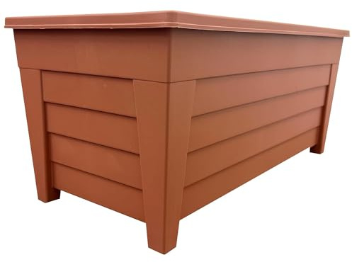STORM TRADING GROUP Large Grosvenor Trough 55cm Terracotta or Black Long Flower Planter For Home, Balconies, Gardens, Greenhouses & Patios (4, Terracotta)