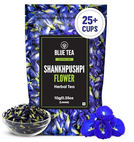 BLUE TEA - Shankhpushpi Flower Tea - 10 gm - 25+ Cups | Flower Based Tea | Caffeine Free - Vegan - Non-GMO | Zipper Pack