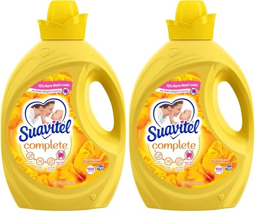 Suavitel Complete Liquid Fabric Conditioner, Laundry Fabric Softener with Fabric Protection Technology, Morning Sun, 100 fl oz, Enough Liquid For 100 Small Loads (Pack of 2)