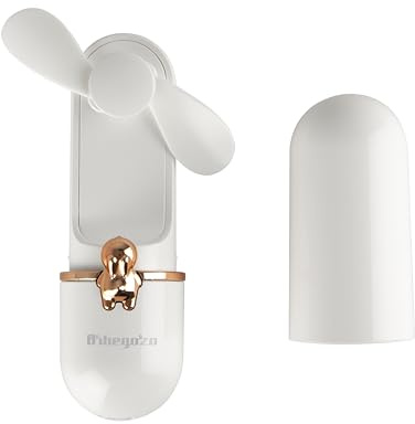 Orbegozo HF 2500 Ventilador de Mano Elegante 2 Velocidades, Batería 1200mAh, Diseño Compacto y Discreto, con Funda Protectora Incluida, Carga Micro USB