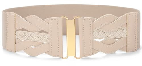 VONMELLI Vintage Dehnbarer Gürtel für Damen Breite Elastische Taillengürtel für Kleider Mäntel, Mode Damen Gürtel mit Goldener Schnalle