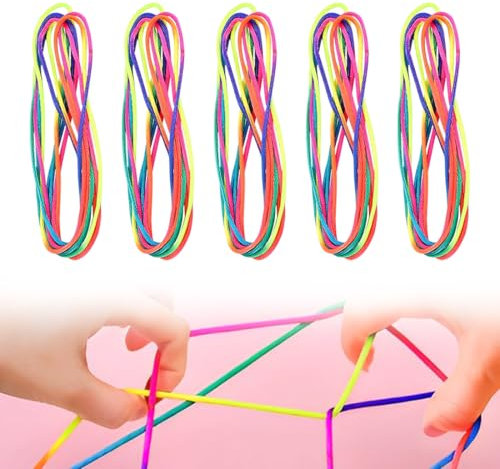 BIRLOZA Fadenspiel Fingerspiel 5 Stück Fingertwist Regenbogen Fingerspiel Rainbow Rope Regenbogen Schnur Finger Fadenspiele Für Kinder für Kindergeburtstag als Mitgebsel für Mädchen Jungen