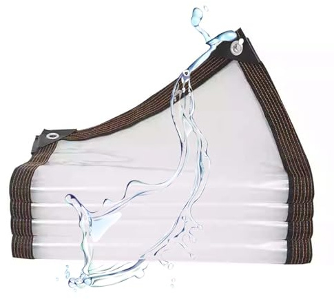 SRHIMEOS Telone Trasparente Impermeabile per Esterno 2.5x2.5m, Telo Occhiellato Impermeabile con Occhielli, Teloni in PVC per Verande Trasparenti, Telo di Copertura per Esterni Multiuso
