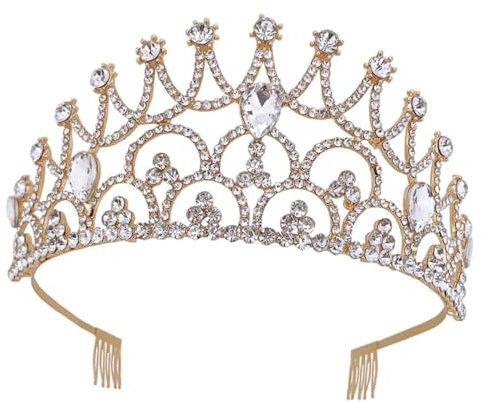 BELLIFFY Große Glänzende Tiara Haarschmuck Für Bräute Barocke Brautkrone Dekoratives Hochzeits Stirnband Festlicher Kopfschmuck Für Hochzeiten Geburtstagsfeiern Und Themenpartys
