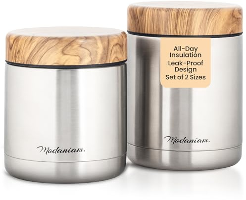 Stainless Steel Insulated Food Jar Set of 2 (16oz + 12oz) | Wide Mouth | Soup Thermo for Hot Food Lunch Container | Thermal LunchBox | Insulated Soup Bowl | Hot and Cold Lunch Box for Adults | SIlver