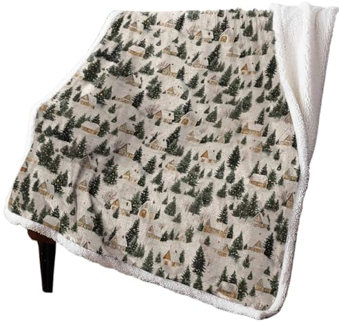XGTEAHHC Coperta natalizia e invernale con paesaggio innevato, calda coperta invernale in cashmere, per ufficio e divano, coperta morbida per letto per bambini (125 x 150 cm)