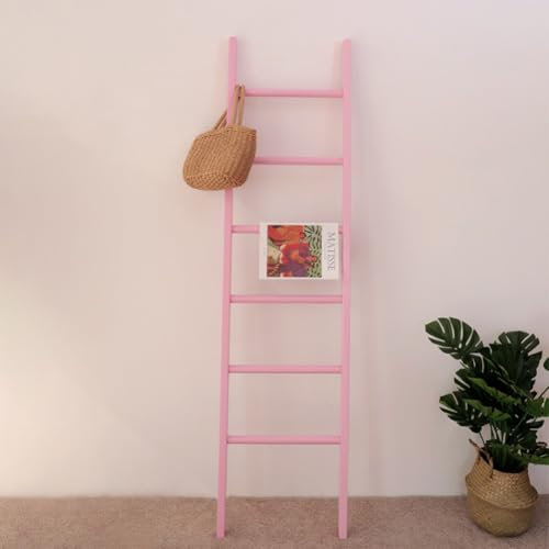 DODOBD Towel Ladder Free Standing,Blanket Ladder,Wooden Ladder,Wooden Towel Rails Free Standing,Towels Clothes Blankets Clothes Ladder for Bathroom,Living Room and Bedroom,4/5/6 Tier