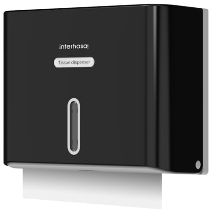 interhasa! Kommerzieller Papierhandtuchspender, Wandmontage, Handtuchspender mit Schlüsselschloss, C-Falz, Papierhandtuchspender, große Kapazität für Badezimmer, selbstklebend, Schwarz