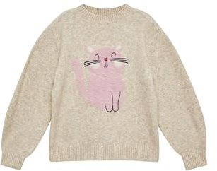 s.Oliver Kuscheliger Loose-Fit-Strickpullover mit Katzen-Artwork