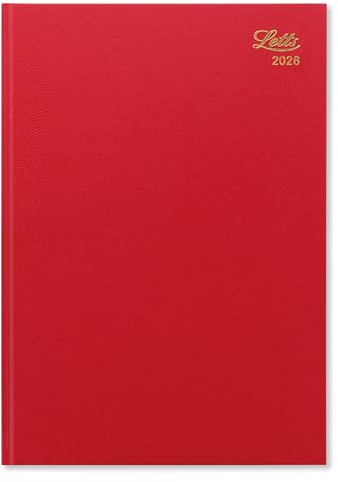 Letts of London Standard 26-T11ZRD Terminplaner 2026, A4, ein Tag pro Seite, Rot