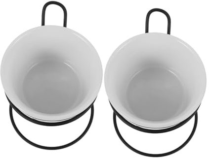 ABOOFAN 2 Sets Ceramic Butter Warmer for Cheese Fondue Melting Fondue Pot Iron Stand for Food Warmers for Butter