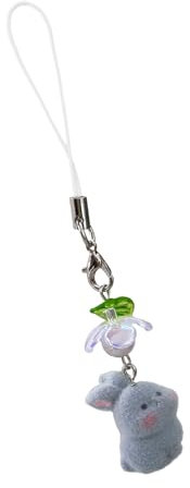 Greabuy Plüsch-Kaninchen-Handyanhänger, bezauberndes Plüsch-Design, Handy-Accessoire, weiche Handykette, ideal für Frauen, 12 cm, Harz