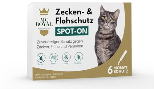 MC-Royal® Spot On Zeckenschutz für Katzen [6 Monate effektiver Schutz vor Zecken] Zeckenmittel für Katzen -Zeckenschutz Katze - Spot On for Cats