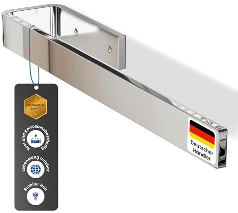 rtmr Handtuchhalter Schrankmontage, zum Bohren, Chrom, Premium Gästehandtuchhalter aus Aluminium, 32 cm, Handtuchstange, platzsparend, Ideal für Bad & Gäste-WC