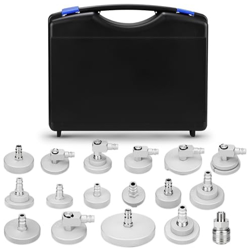 17 Delar Adapter för Bromsluftningsventil, Bromsvätskeadapter i Aluminium med Snabbkoppling, Passar de Flesta Bilar.