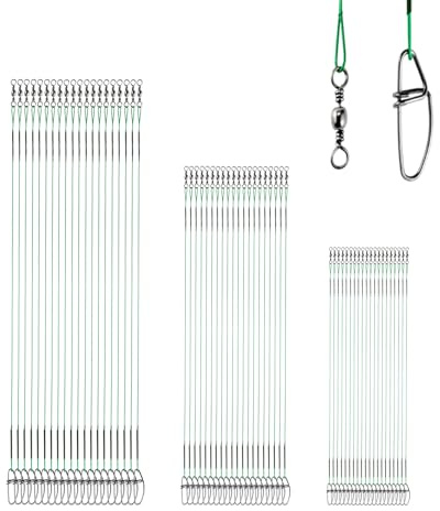 QISHUO High Strength Fishing Leader Saltwater Stainless Steel Fishing Leaders Freshwater Snap Rigs Wire Leader Tackle Black Nickel 60pcs