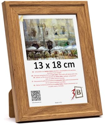 3-B Cadre photo SALO - Brun (Chêne avec finition bois) - 13x18 - Cadre photo en bois, cadre portrait avec verre acrylique