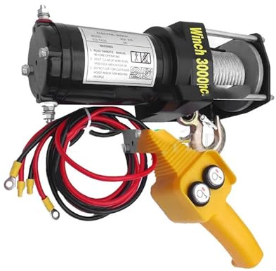 AYJYZHIAG Cabrestante eléctrico for automóvil de 3000 Libras, 12 V, 24 V, grúa pequeña for automóvil, cabrestante eléctrico autónomo for automóvil, tracción y elevación(24V Handle Switch)