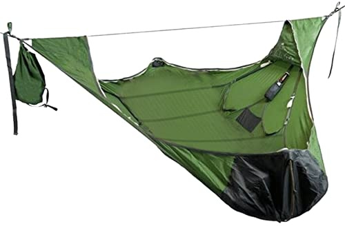 Hamaca De Camping con Mosquitera, Hamaca Ligera Resistente Al Desgarro, Capacidad De Carga 226 Kg, Equipo De Camping para Viajes Al Aire Libre, Hamaca Plegable Portátil (Green)