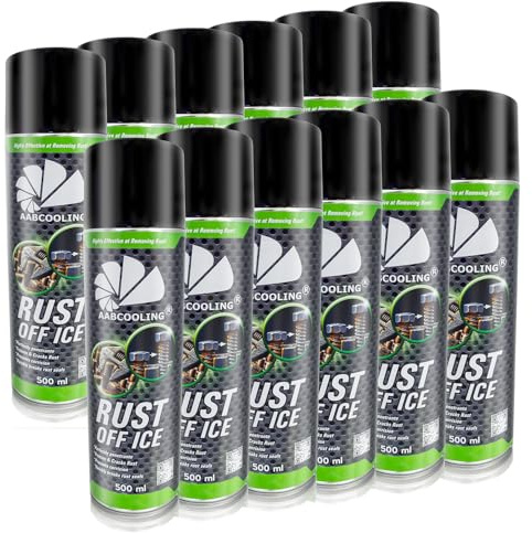 12x AABCOOLING Rust Off Ice 500ml – Effektiv Rostlösare för Metall, Rostskyddsspray Rostborttagare Rostomvandlare, Rost Remover Korrosionsskydd Tar Bort Korrosion, Penetrerande Verkan Som Skyddar Ytor