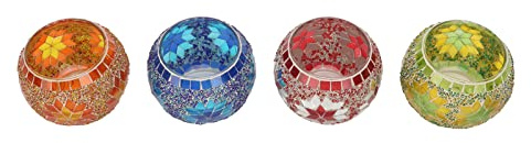 Tnfeeon Boldista de Velas, 4pcs Candelera de Vidrio de Mosaico Hecho a Mano Decorativas Candelas Votivas de Vidrio Transparente para la Decoración de la Mesa de la Casa de Bodas