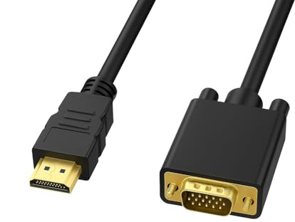 PENCILUPNOSE HDMI to VGA Adapter Cable, 1.8m, Gold plated1080P 60Hz, Non-Bidirectional Converter for Computer, Laptop, Monitor, Projector, DVD players, Blu-ray, PS3, XBox 360, Raspberry Pi, Roku etc.