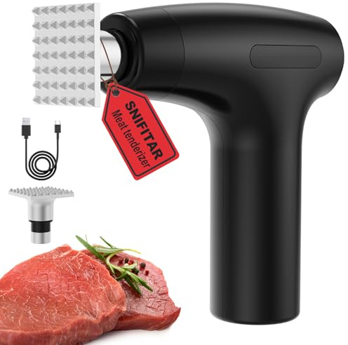 Electric Meat Tenderizer Tool - Meat Mallet 5 Adjustable Speeds, Auto Pressure Sensing, Stainless Steel Detachable Head, 1200mAh Battery for Beef Steak Chicken Pork Kitchen Use