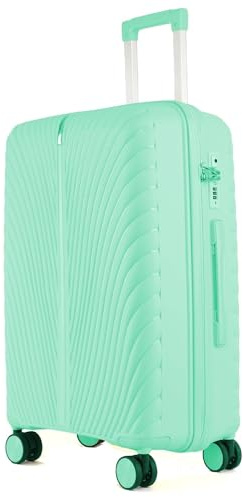Fly Kite Luggage 28 Inch Large Suitcase 100% Polypropylene Hard Shell with Aluminium Trolley Handle Real TSA 3 Digit Secure Lock 360° Smooth Wheels Lightweight Suitcase|Light Green