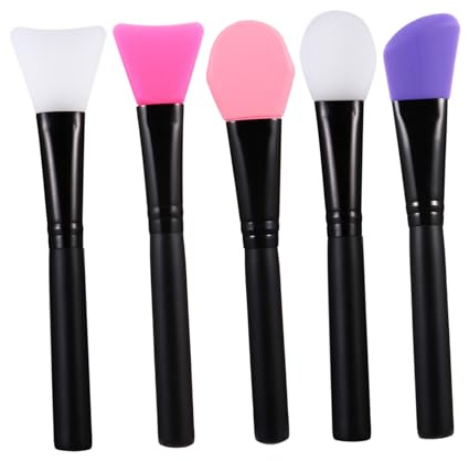 TOPPERFUN 5 piezas Brochas de Silicona para Mascarilla Facial Mango de Madera Ergonomico Aplicador Práctico para Piel Sensible Uso Profesional y Doméstico Fácil Aplicación Áreas Pequeñas