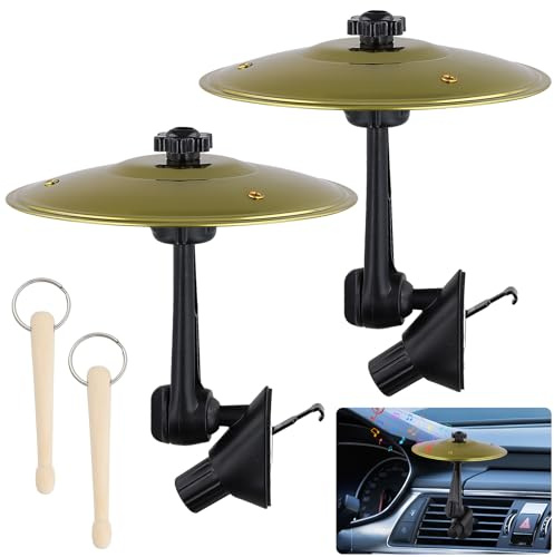 2 Pcs Car Cymbal, 2 Drehkopf, 360° Einstellbar, 14cm Car Crash Becken mit 2 Mini Schlägel, Auto Trommel Lüftungsschlitz, Schlagzeug Auto für Alle Arten Fahrzeugen Musikliebhaber Fahrunterhaltung