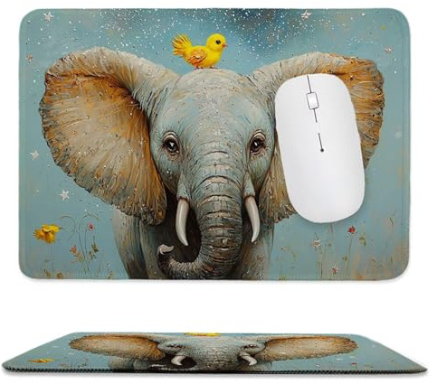 Mouse Pad Cute Elephant, Small Mouse Mat 36 x 30 cm with Non-Slip Rubber Base, Waterproof Mousepad, Gaming Mousemat for Women Kids Men Laptops Keyboard Tray Home Traveling Office Accessories d-491