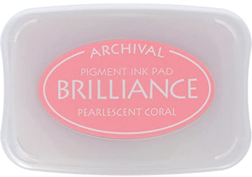 Tsukineko Brilliance Stempelkissen - Orange, Pearl Coral - Groß - Beständig Gegen Ausbleichen, Deckend, Wasserfest - Embossing