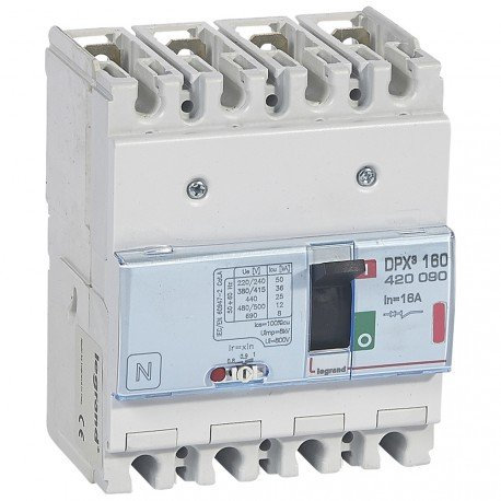 Legrand 420090 Disjoncteur Magnétothermique DPX³160, Pouvoir de Coupure 36kA 400V~, 4P, 16A