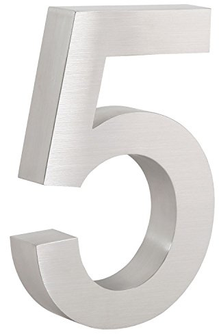 Zelsius Edelstahl Hausnummer „5“ | 13 x 20 cm, silber | Weitere Nummern verfügbar | Hausnummern, Hausnummernschild, Hausnummern Edelstahl