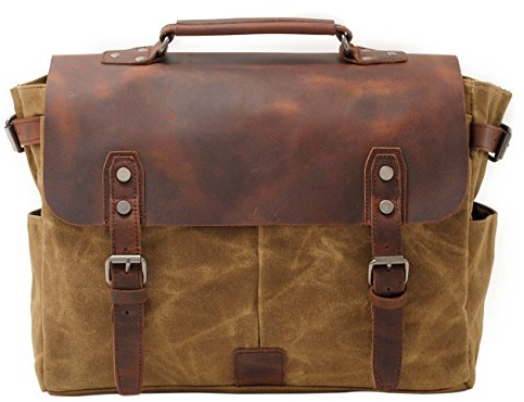 Neuleben Kameratasche Vintage Wasserdicht Canvas Leder Fototasche für DSLR Objektiv Schultertasche Aktentasche Multifunktion