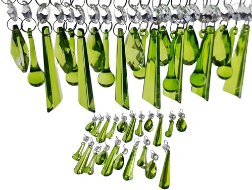 20 salbei Antik Grün Kronleuchter Tropfen Kronleuchter transparent Drops Teile geschliffenes Glas Kristallen Tropfen Perlen Baum Hochzeit Dekorationen Girlanden Prismen Antik Qualität Art Deco Perlen