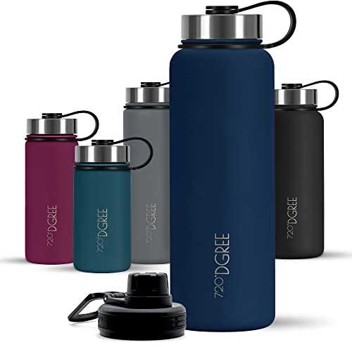 720°DGREE Edelstahl Trinkflasche 1200ml “noLimit” - Auslaufsicher, Kohlensäure geeignet, BPA-Frei - Thermosflasche, Isolierflasche mit Schraubverschluss für Sport, Fitness, Outdoor +Gratis Sportdeckel