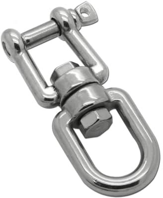 Connecteur Pivotant Acier Inoxydable V4A Shekel Fixation Antirouille Manille Pour Auvents Balancer Hamac, Variante:Oeil-Mâchoire | 10mm | 2 Pièces