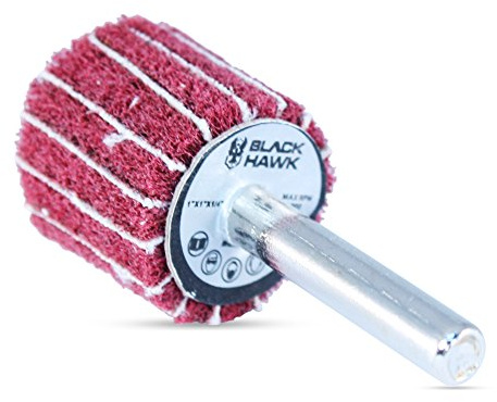 BHA Interleaf Shank Mounted Flap Wheels for Sanding and Finishing, 1” x 1” x 1/4”, Red (Medium) - 5 Pack