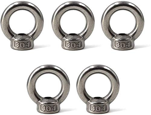 POFET 5 pièces M10 316 acier inoxydable DIN582 écrous à oeil de levage boulons à vis anneau de cable marin, écrou à oeil de levage marin pour cable