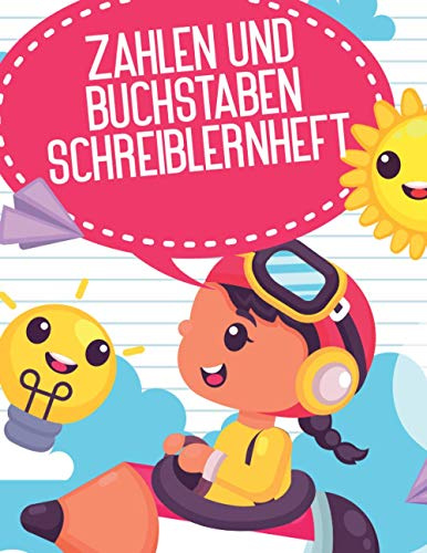 Zahlen und Buchstaben Schreiblernheft: DIN A4 Buchstaben und Zahlen Lernheft für Vorschule und Grundschule. Buchstaben von A bis Z und Zahlen von 1 bis 10 zum Nachzeichnen und üben.