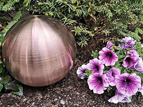 Jürgen Bocker Gartenambiente Dekorationskugel 15 cm Edelstahl golden Rose matt gebürstet Dekokugel Edelstahlkugel Gartenkugel
