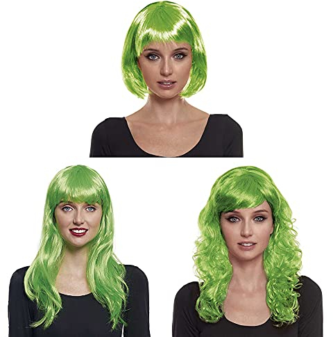 Grüne kurze Bob-Perücke mit Pony, Kostüm, Party, Karneval, Cosplay, Damen, Erwachsene