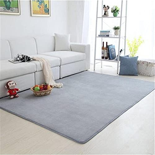 Alfombra de Terciopelo Coral Grueso de Color sólido Calidad Juguete gris Suave Lavable Antideslizante Grande Rugs Rug Minimalista Moderna Sala De Estar Dormitorio Tatami Gateando Estera -100×200cm